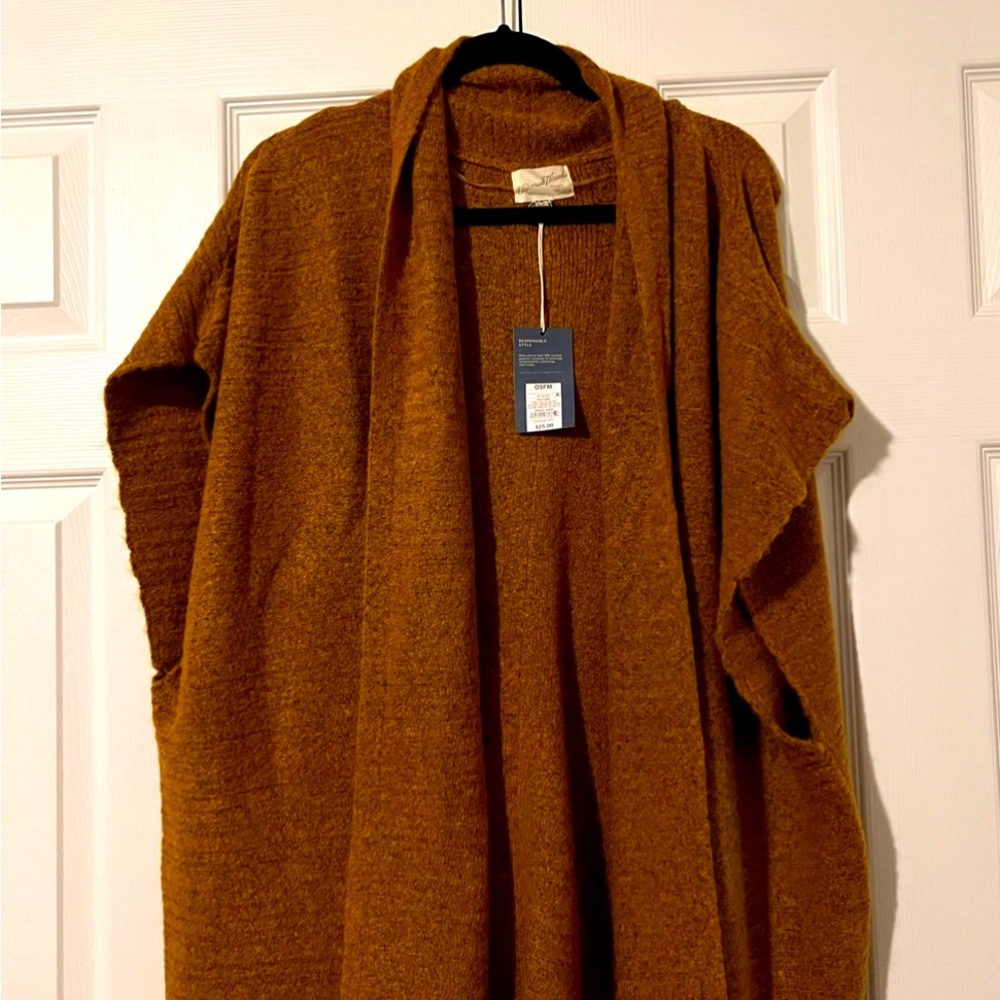 Fuzzy, pumpkin colored fall cardigan